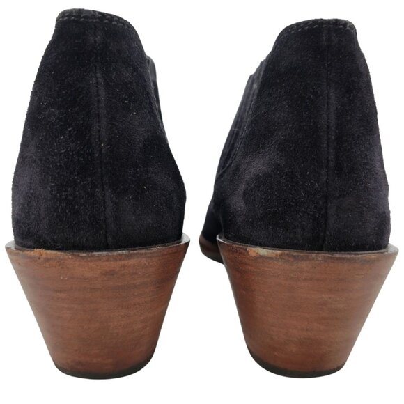 Tod's Italy Tex Black Suede Ankle Booties Women 6.5 Chunky Heel Dress Shoes 37.5 - Picture 6 of 12